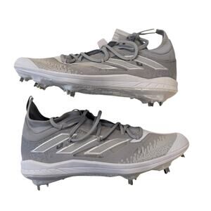 Adidas Adizero Afterburner Baseball Cleats Size 13.5 Gray White Metal Spikes NWT